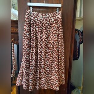 RIHOAS Floral A-Line Skirt in Red and Cream